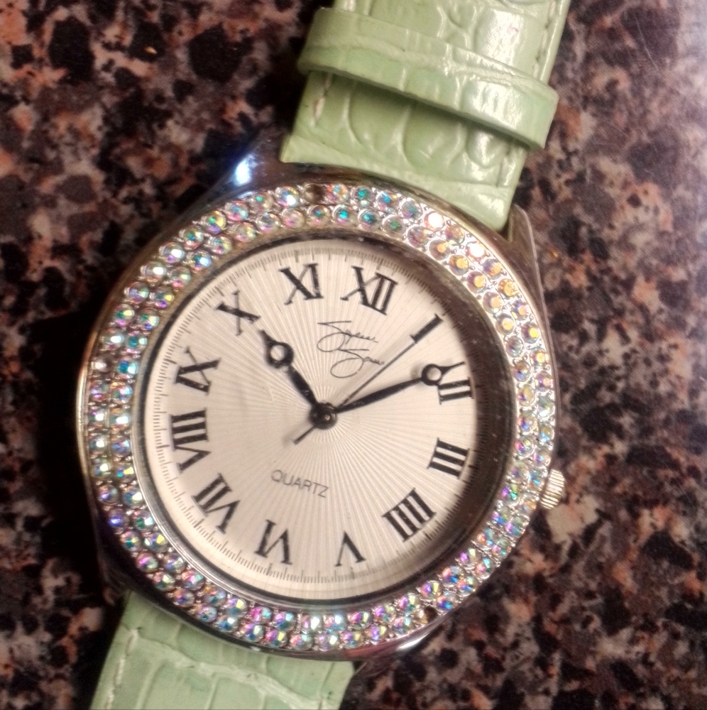 Sussanna Summers Round Face Rhinestone Watch
